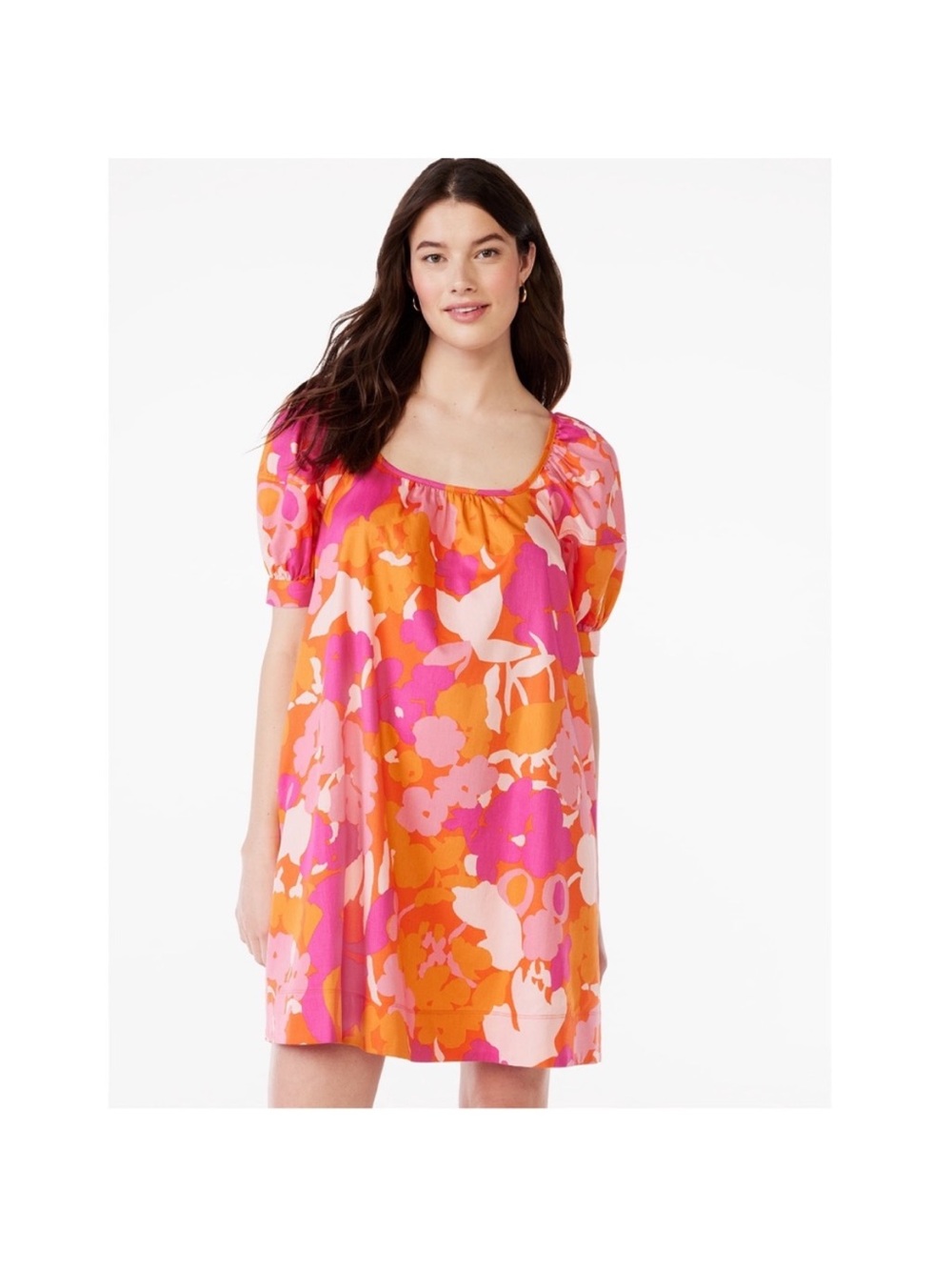 Bright Pink & Orange Floral Mini Dress